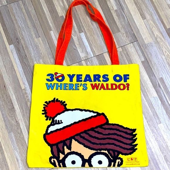 Bags Wheres Waldo Yellow Tote Canvas Bag 3 Years Of Wheres Waldo